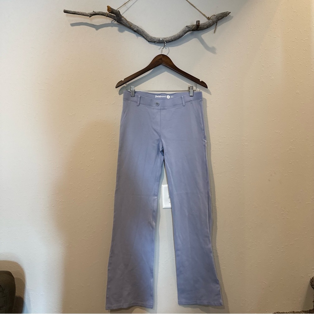 Betabrand Straight Leg Pull-On Yoga Dress Pants in Baby Blue - Picture 4 of 9